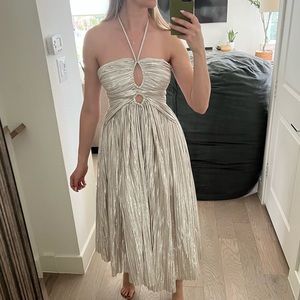 A.L.C. Thawee Metallic Pleated Sample Dress